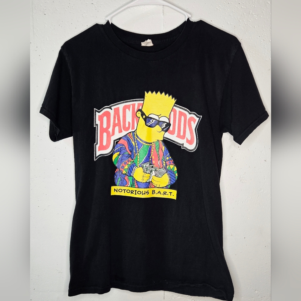 Men's Black Tee with Bart Simpson Graphic